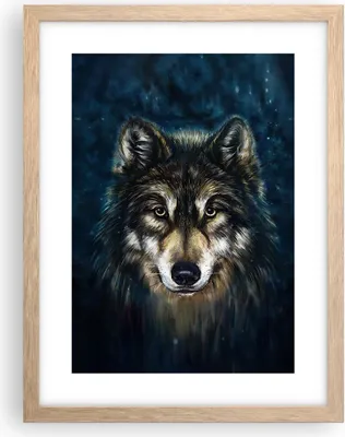 Produktbild von Gerahmtes Poster - Rahmen in heller Eiche - Wolf Dunkel Grafik - 30x40 cm - Wand Bild - Wanddeko - Wandbilder - Kunstposter - Wandposter - Bilderrahmen - Bilder - Kunstdruck - P2NPA30x40-4845
