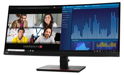 Produktbild von Lenovo ThinkVision P34w-20, 86,7 cm (34.1"), 3440 x 1440 Pixel, Wide Quad HD, LED, 6 ms, Schwarz
