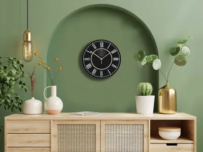 Produktbild von Opviq, 261212 - Syh21Brnz, Dekorative Wanduhr, Schwarz, 100 % KUNSTSTOFF, 30 x 30 cm