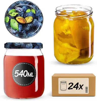 Produktbild von KADAX Einmachgläser mit Deckel "Senna", Marmeladengläser, Einweckgläser, 540 ml, Pflumen, 24 Stück