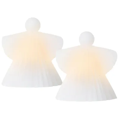 Produktbild von LED Engel weiß Wachs 2-er Set Weihnachtsdeko dezent flackernde LED 9,2x10cm SIRIUS