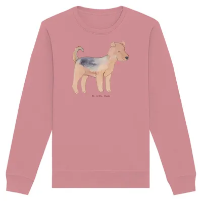Produktbild von Mr. & Mrs. Panda Baumwoll Pullover Airedale Terrier Moment Größe XXL - Canyon Pink - Geschenk, Pulli, Sweatshirt, Sweater