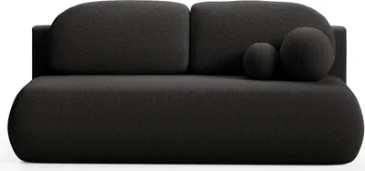 Produktbild von LIKMA Schwarz Sofa Como 210x85x100 cm mit Schlaffunktion und Bettzeugbehälter, Schlafsofa mit Bettkasten, Modernen Klappsofa Sofa Couch mit Kissen, Gästebett Bettsofa Stoff: Bouclé Lambi 13