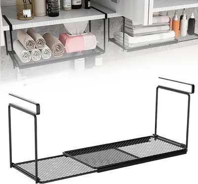 Obrázok produktu pre Výsuvný kuchynérsky organizér, 40-70 cm, polica do skrinky, čierna, pre kuchyňu