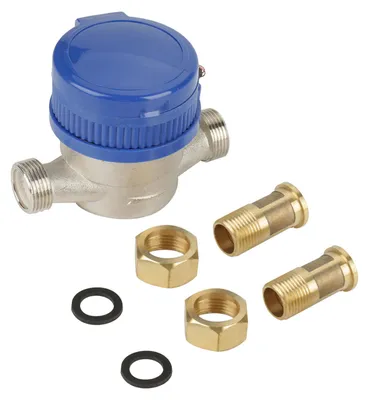 Produktbild von 15 mm 1/2 Zoll Kaltwasserzähler mit Anschlüssen für Garten- und Hausgebrauch
