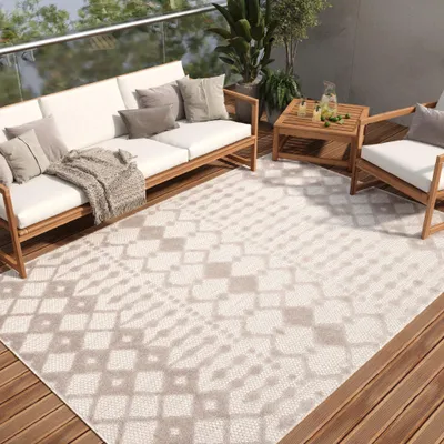Image de Tapis Tapiso PATIO Outdoor – Tapis pour balcons et terrasses, résistant aux intempéries et facile d'entretien, 120 x 170 cm