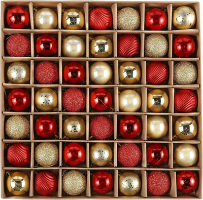 Image de Boules de Noël 49 pièces 3CM plastique Boules de Noël décoration de Noël rouge or