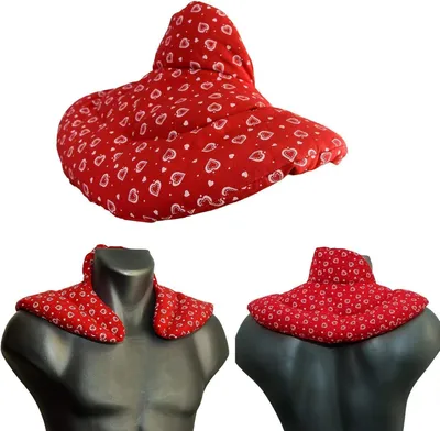 Obrázek produktu pro Vytápěná podložka na krk s vysokým límcem, 850 g, obsahující třešňová jádra, červená barva, bavlna, pro relaxaci