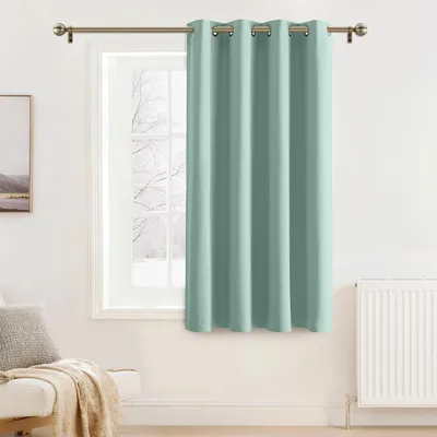 Image de Rideau occultant pour salon, avec œillets, dimensions 158 cm de hauteur x 132 cm de largeur, couleur vert d'été