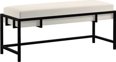 Produktbild von BETTSO Designer Polsterbank LAMO 100 hellbeige im Glamour Stil, auf schwarzem Metallgestell