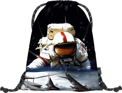 Produktbild von Baagl Turnbeutel für Mädchen, Jungen, Sportbeutel für Kinder, Teenager, Schule und Sport Schuhbeutel, Earth Sportsack (Cosmonaut)