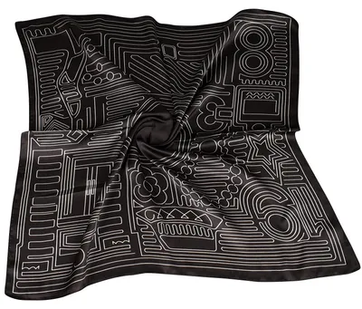 Obrázok produktu pre Univerzálna dámska šatka, hodvábna šatka zo saténu, 70 x 70 cm (čierna)