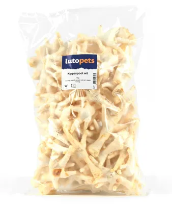 Zdjęcie produktu dla Lutopets, łapy kurczaka, białe – 1 kg – przysmaki dla psów