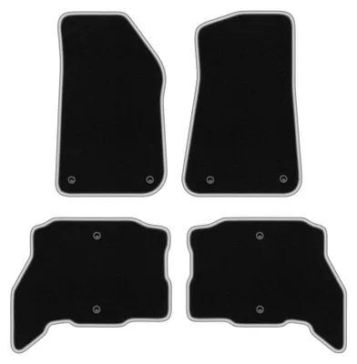Produktbild von Fußmatten Velours Schwarz/Silber für Jeep Wrangler JL 4XE 2021-2023 Set 4-tlg