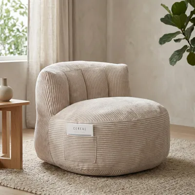 Image de Pouf pour adultes et enfants, pouf rembourré, fauteuil de détente moelleux en flanelle, pouf d'intérieur pour le salon, la chambre à coucher, la salle de jeux, beige