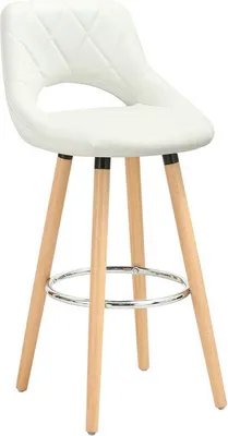 Produktbild von WOLTU Barhocker mit Lehne Fußstütze, aus Kunstleder Holzgestell, Optimal Komfort, Weiß