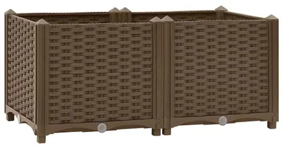 Image de Bordure de jardin surélevée en plastique durable, couleur marron