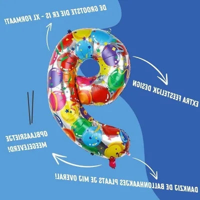 Immagine prodotto di Palloncino a forma di numero - Decorazioni per feste - Decorazioni per compleanni - Formato grande - 86 cm - Colorato