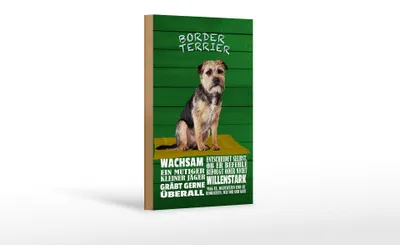 Produktbild von Holzschild Spruch 12x18cm Border Terrier Hund wachsam