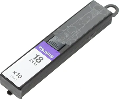 Produktbild von Tajima TAJ-CB50 DORA Cutterklinge Endura 18mm 10 Stk verpackt in Klingenspender