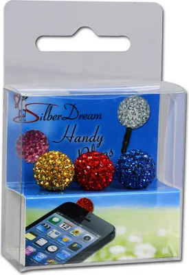 Produktbild von SilberDream Handystecker Shamballa 3 Glitzerkugeln gelb,rot,blau GST15