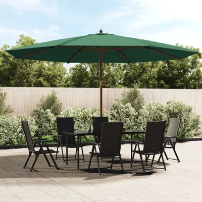 Image de The Living Store Parasol avec mât en bois Vert 400x273 cm