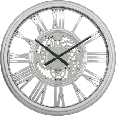 Immagine prodotto di Orologio da parete modello Ricky, colore argento, diametro 40 cm - Atmosphera, arredamento per la casa