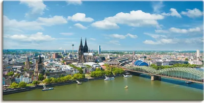 Produktbild von ARTland Leinwandbild Köln Rheinpanorama Größe: 100x50 cm