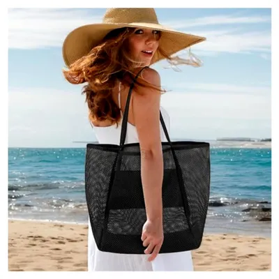Produktbild von Die Netztasche für den Strand, ergonomisch und faltbar mit großer Kapazität, Umhängetasche für verschiedene Aktivitäten