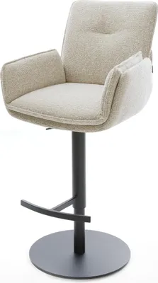 Produktbild von DELIFE Barstuhl Nela-Flex Webstoff Soft Beige Drehfuß höhenverstellbar Metall Schwarz
