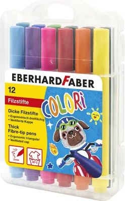 Produktbild von EBERHARD FABER Dicke Fasermaler COLORI 12er Kunststoffetui