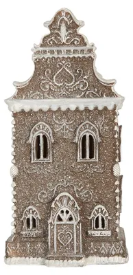 Obrázok produktu pre Clayre & Eef Perníková chalúpka s LED 12x11x25 cm Hnedý plast