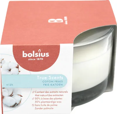 Produktbild von Bolsius Duftglas flach Fresh Baumwolle