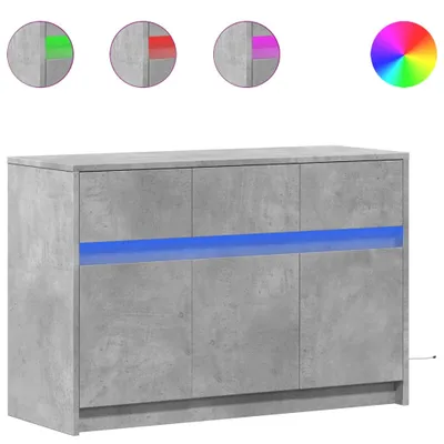 Image de vidaXL Armoire TV avec éclairage LED gris béton 91x34x61 cm