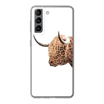 Produktbild von MuchoWow® Handyhülle Schutzhülle Hülle für Samsung Galaxy S21 Schottischer Highlander - Panther - Weiß Silikon Softcase Handy Hülle - Softcase
