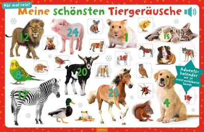 A collage of various animals, presented as an advent calendar with numbered doors.