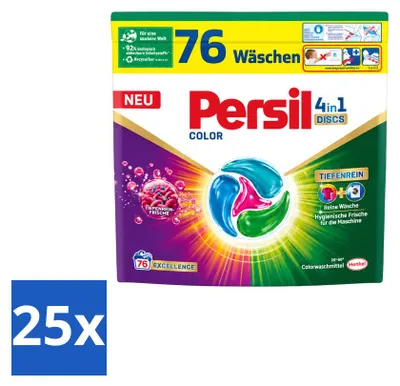 Produktbild von 25 x Persil Discs Color 4-in-1 Waschmittel - 76 Kapseln - Vorteilspackung - 25 Stücke