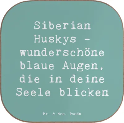 Produktbild von Mr. & Mrs. Panda Tassen Untersetzer Spruch Siberian Husky Augenzauber - Meeresbrise - Geschenk, Tischuntersetzer, Hunderassen, Beschreibung, Augenfarbe, Eleganz, Glas