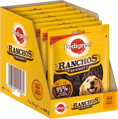 Produktbild von Pedigree Ranchos Originals - Leckerli für ausgewachsene Hunde mit Huhn 7 x 70g