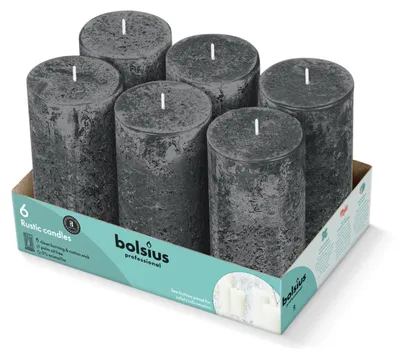 Obrázok produktu pre Bolsius Rustikálna sviečka 130/68, podnos 6, tmavošedá (1 ks)