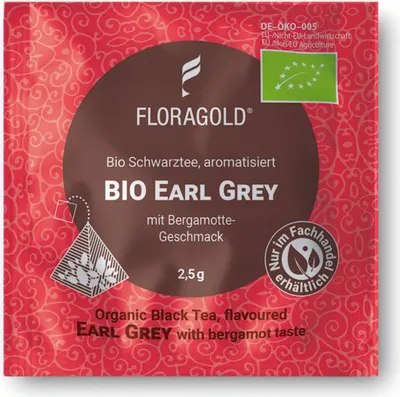 Produktbild von Floragold Schwarztee Earl Grey, 100er Pyramidenbeutel