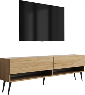 Immagine prodotto di Lavagna TV 170 cm rovere artigianale, gambe angolari nere, 170 × 32 × 52 cm