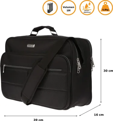 Produktbild von Große Herren Tasche Flugbegleiter Arbeitstasche Messenger Bag Tasche Schwarz Bordcase