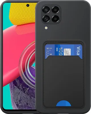 Zdjęcie produktu dla Etui na telefon Samsung Galaxy M53 z uchwytem na kartę TPU - elastyczne etui na tył z silikonu TPU z kieszenią na karty - czarne - Smartphonics