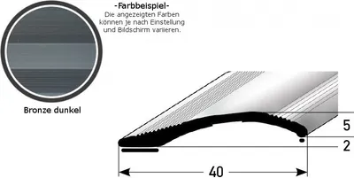 Produktbild von Ausgleichsprofil / Anpassungsprofil "Creston",  Ausgleich: 2 - 16 mm, 40 mm breit, Aluminium eloxiert, gebohrt / selbstklebend-bronze dunkel-1000-selbstklebend
