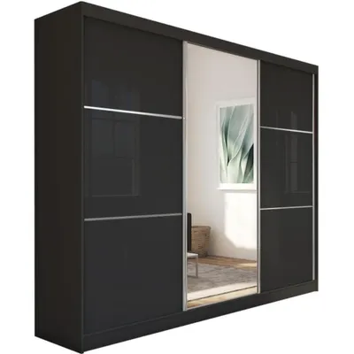 Image de BEAUTYSOFA armoire à portes coulissantes VIVA 240 cm - armoire avec inserts et tringle à vêtements (noir)