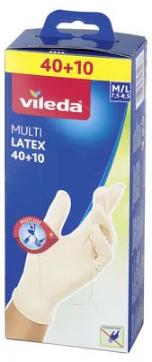 Image de VILEDA Einweghandschuh Multi Latex 40 10 Größe M/L 50er Pack 114369 4023103180086