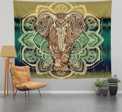 Obrázek produktu pro Boho tapiserie Slon Hippie Bohémský nástěnný závěs Estetický psychedelický indický styl Malá tapiserie pro ložnici kolej domácí kancelář dekorace (150 cm x 130 cm, barva 10)