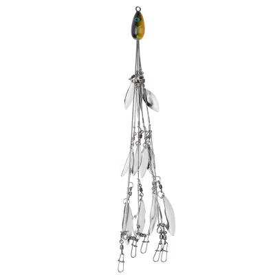 Produktbild von 12-fächtriger Köderrig, mit Wirbeln, Kunstköder Set, dunkelblau, für Multi-Lure Angeln