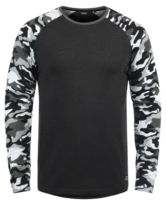 Produktbild von SOLID SDCajus Herren Longsleeve Langarmshirt Shirt mit Camouflage-Muster Rundhals-Ausschnitt Baumwollmischung Regular fit
